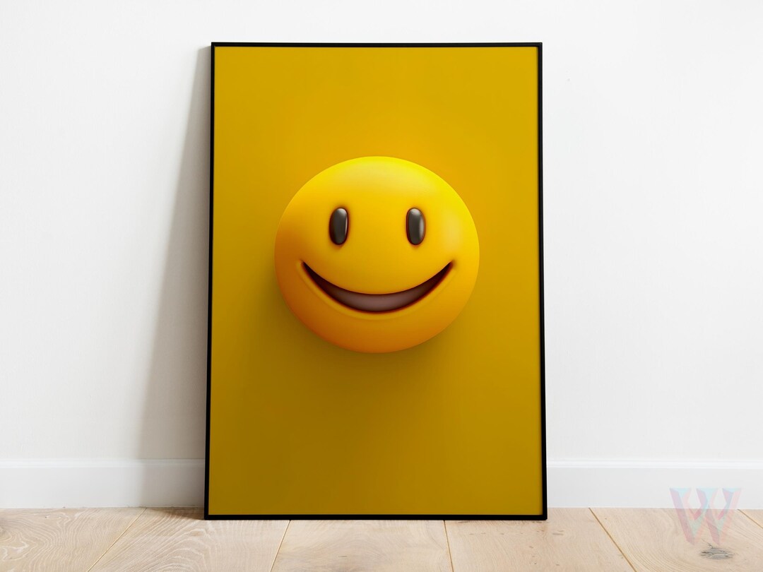 Smiley Face Poster Happy Wall Art Positive Vibes Home Decor Etsy