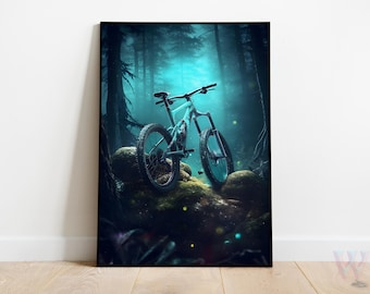 MTB Poster, Mountain Bike Adventure, Illustrated Poster, Wall Art for MTB Enthusiasts, Perfect Cycling Gift, Outdoor Decor