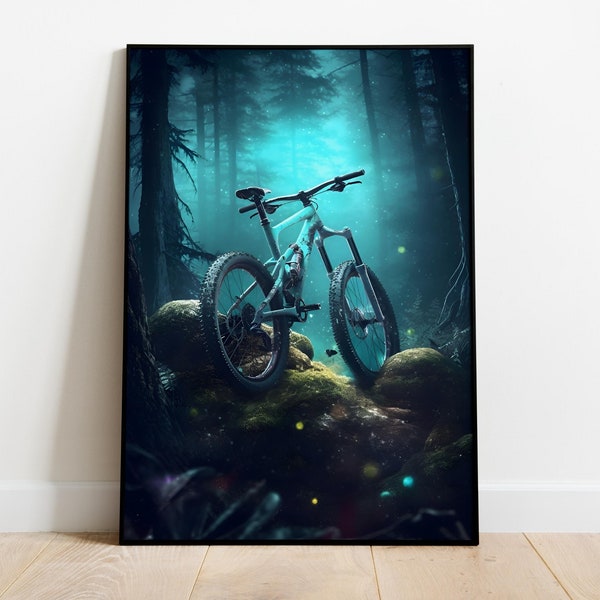 MTB Poster, Mountain Bike Adventure, Illustrated Poster, Wall Art for MTB Enthusiasts, Perfect Cycling Gift, Outdoor Decor