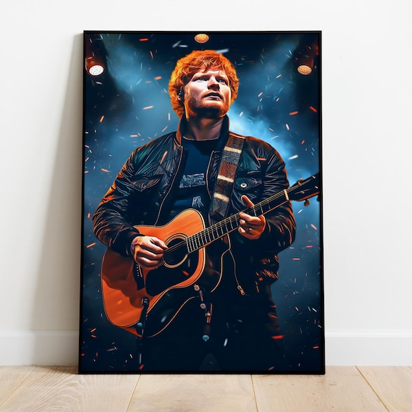 Ed Sheeran Poster, Ed Sheeran Poster Prints, Pop Music Wall Art Print, Ed Sheeran Art, Music Wall Art, Bedroom Vintage Poster, Man Cave Art