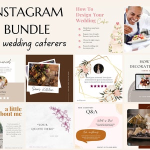 Instagram Template für Hochzeits-Caterer, Social Media Bundle, IG Post Templates, voll editierbar, digitaler Download