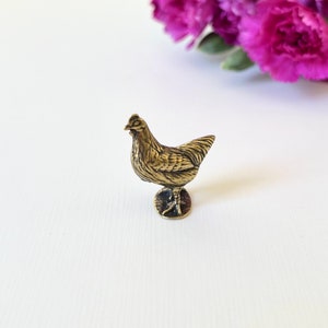 Brass Hen Chicken Figurine