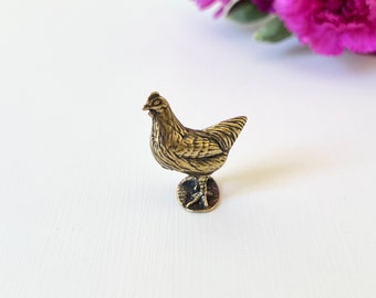 Brass Hen Chicken Figurine