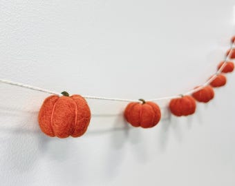 Guirnalda de calabazas de fieltro de lana