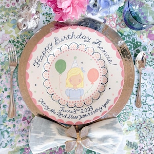 Happy birthday plate for child - birthday plate handpainted keepsake plate personalized for toddler or baby first birthday