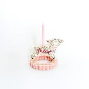 Lamb birthday cake topper - personalized cake topper keepsake for girl
