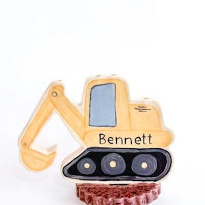 Excavator birthday cake topper - personalized cake topper keepsake for boy who loves construction
