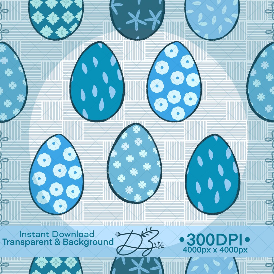 Blue Easter Eggs Digital Paper – Clip Art – Seamless Pattern (instant ...