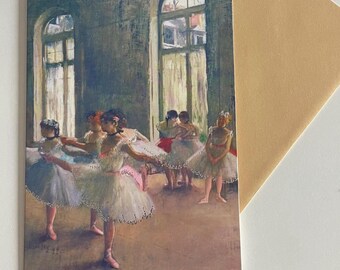 Carte de voeux Edgar Degas, idée cadeau pour danseuse, carte de correspondance personnalisée, célébration de récital de danse, carte de voeux vierge unique pour amateur de beaux-arts