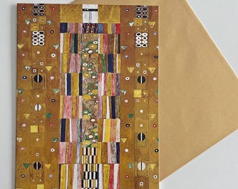 Golden Geometric Design Gustav Klimt Card Custom Note Birthday Wishes Congratulations Unique Blank Greeting Card for Art Lover Museum Fan