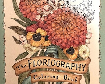 Victorian Flower Illustration Botanical Floriography Coloring Book for Adults Cottagecore Housewarming Self Care Floral Coloring Book Gift