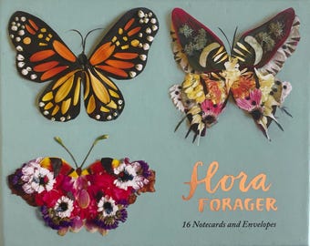 Flora Butterfly Notecards Flower Gardening Butterfly Biology Greeting Cards Blank Unique Present Botanical Present Sympathy Greeting Card