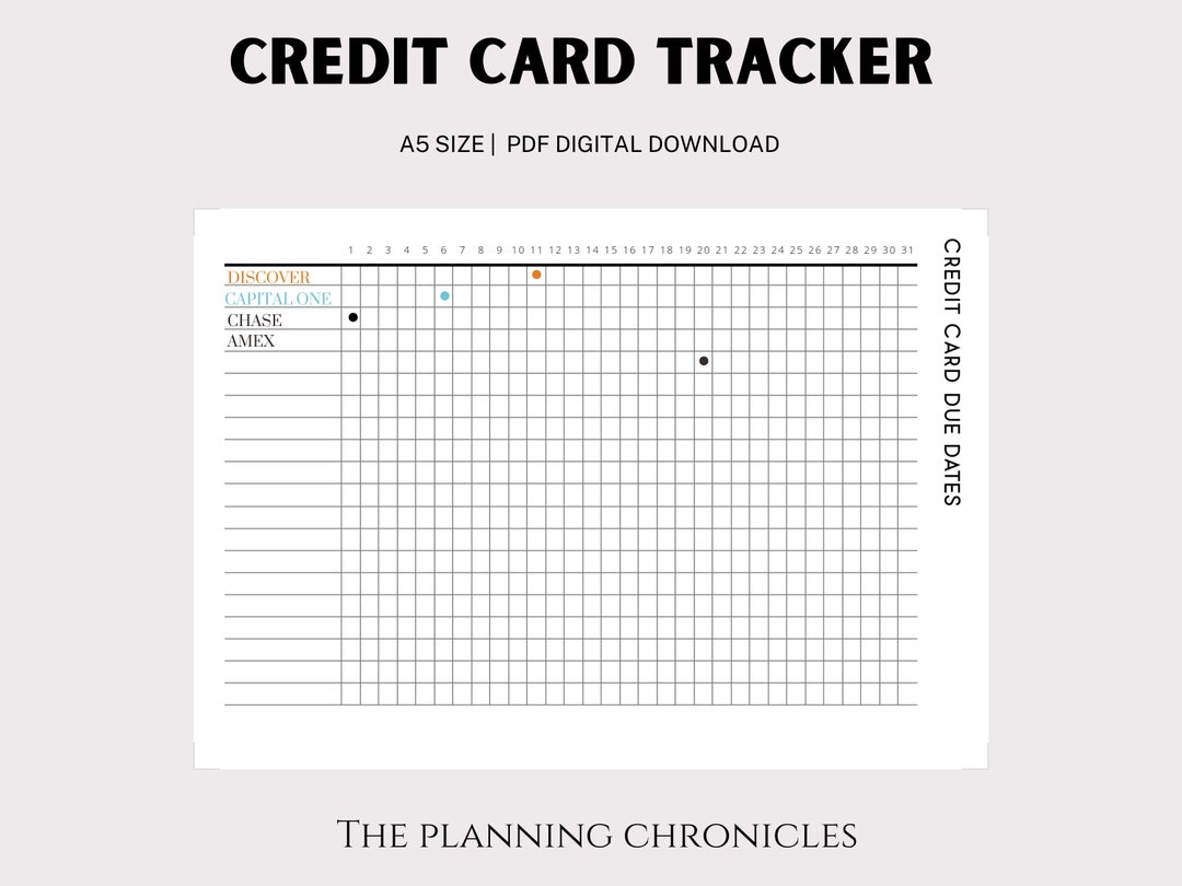 Credit card tracker printable digital printables etsy