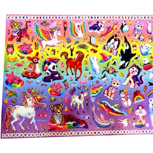 Lisa Frank 14x19 ONE Large sheet of Stickers