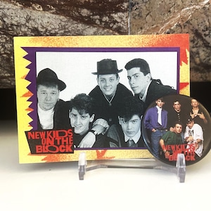 New Kids on the Block 1989 Trading Card #13 and Pin