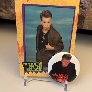 New Kids on the Block 1989 Donnie Trading Card #77 and Pin
