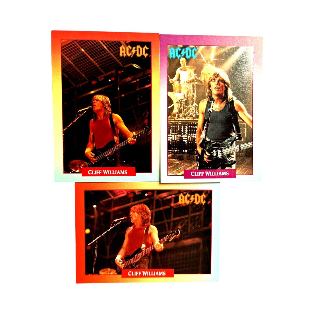 ACDC Cliff Williams 1991 Trading Card Collection (3 Cards) - Etsy