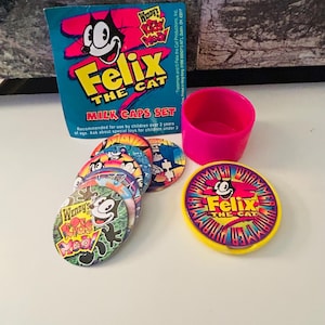 Felix the Cat Milk Caps Set 1995 Wendy&#39;s Toy
