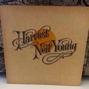 Neil Young 1972 Harvest LP, Vinyl LP Record with Lyrics Page