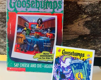 Say Cheese and Die Again Reprint Goosebumps Book #44 with RARE 1995 Curly Goosebumps Sticker