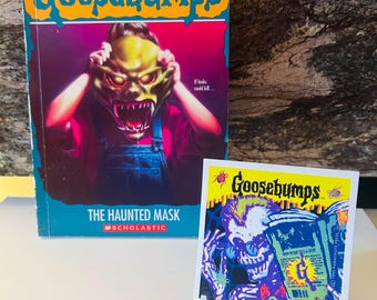 Haunted Mask Reprint Goosebumps Book #11 with RARE 1995 Curly Goosebumps Sticker