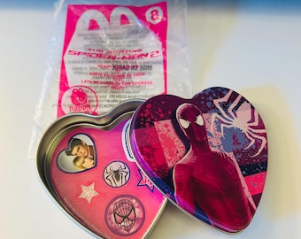 Spiderman 2 Heart Sticker Tin Happy Meal toy