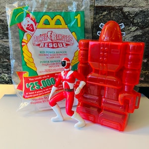 Red Power Ranger Figure with Case Power Rangers 2000 Happy Meal Toy