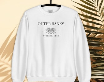 Outer Banks Athletic Club Embroidered Sweatshirt | OBX Crewneck | Outer Banks NC Gift | East Coast Beach Sweater for Her