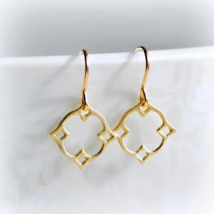Moroccan Gold Dangle Earrings & Exquisite Geometric Square Hollow Earrings