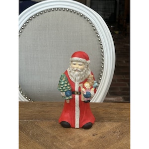 Vintage ceramic Santa Claus, Christmas holiday decor, 10” Hand Painted
