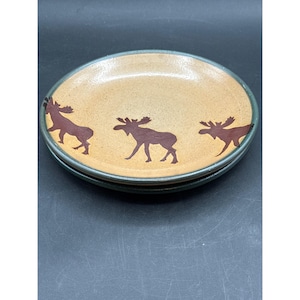 Vintage Monroe Salt Works Moose Luncheon Plates 8.75