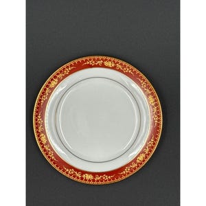 Noritake Goldhill 6613 Vintage Bread & Butter Plate 6 3/8 Inch Discontinued Japan Red w/ Gold Trim Fine China