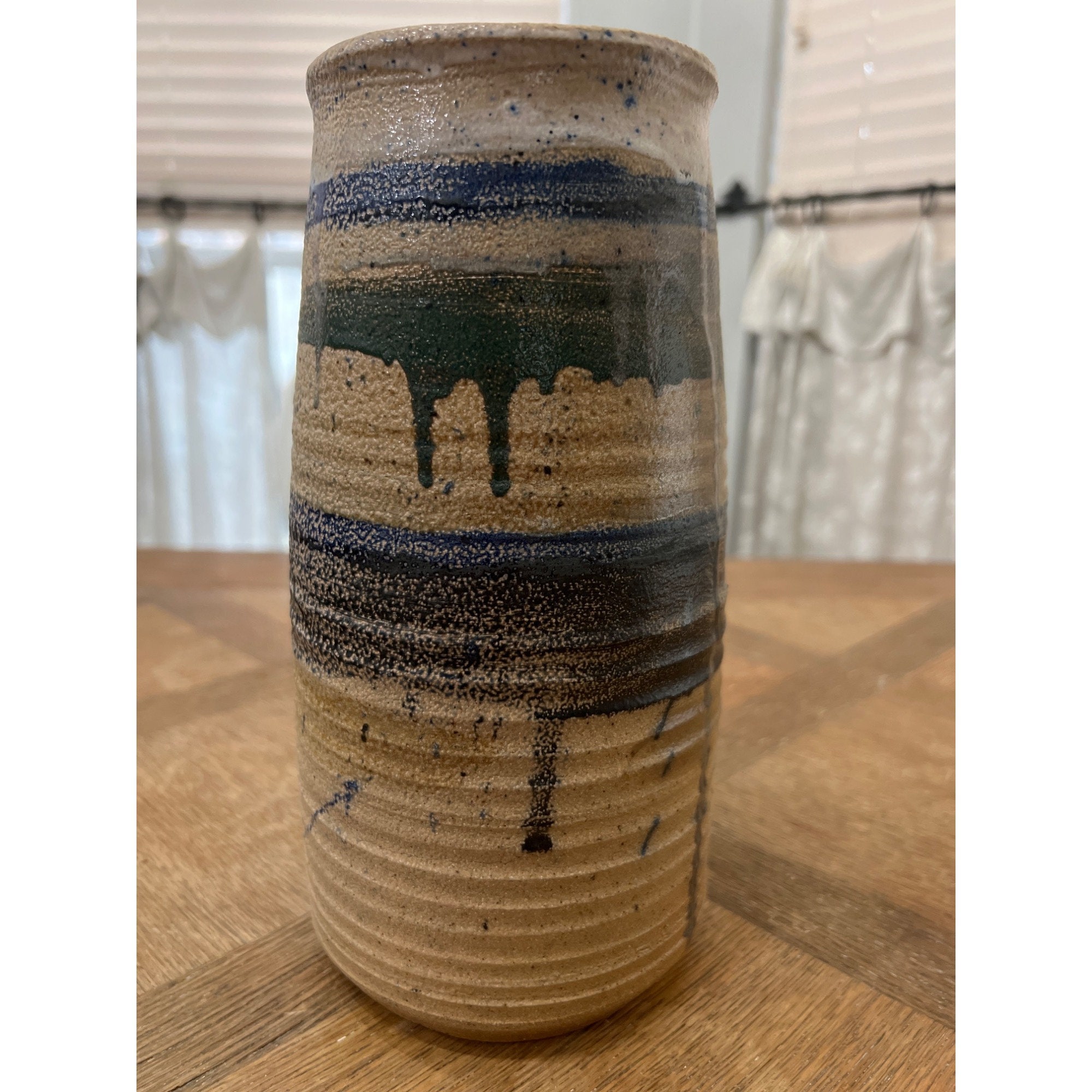 Blue Drip Glaze Studio Pottery Vase Signed by Phillips - Etsy