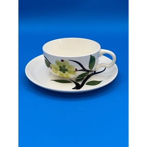 Set of 6 VTG Blue Ridge Pottery Joni Dixie Dogwood Hand painted cup & saucers