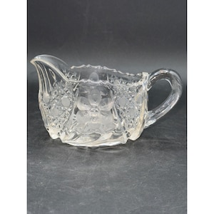 Vintage Pressed Glass Creamer Pitcher - McKee Innovation American Brilliant EAPG 6&quot; X 3&quot;