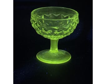 Fostoria American Cubist Clear Glass Footed Sherbet Dish 3 1/2" Tall Vintage Elegant Glassware
