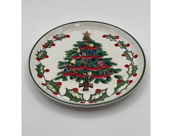 Hand Painted Signed Geo. Z Lefton Vintage Christmas Tree Plate 1956