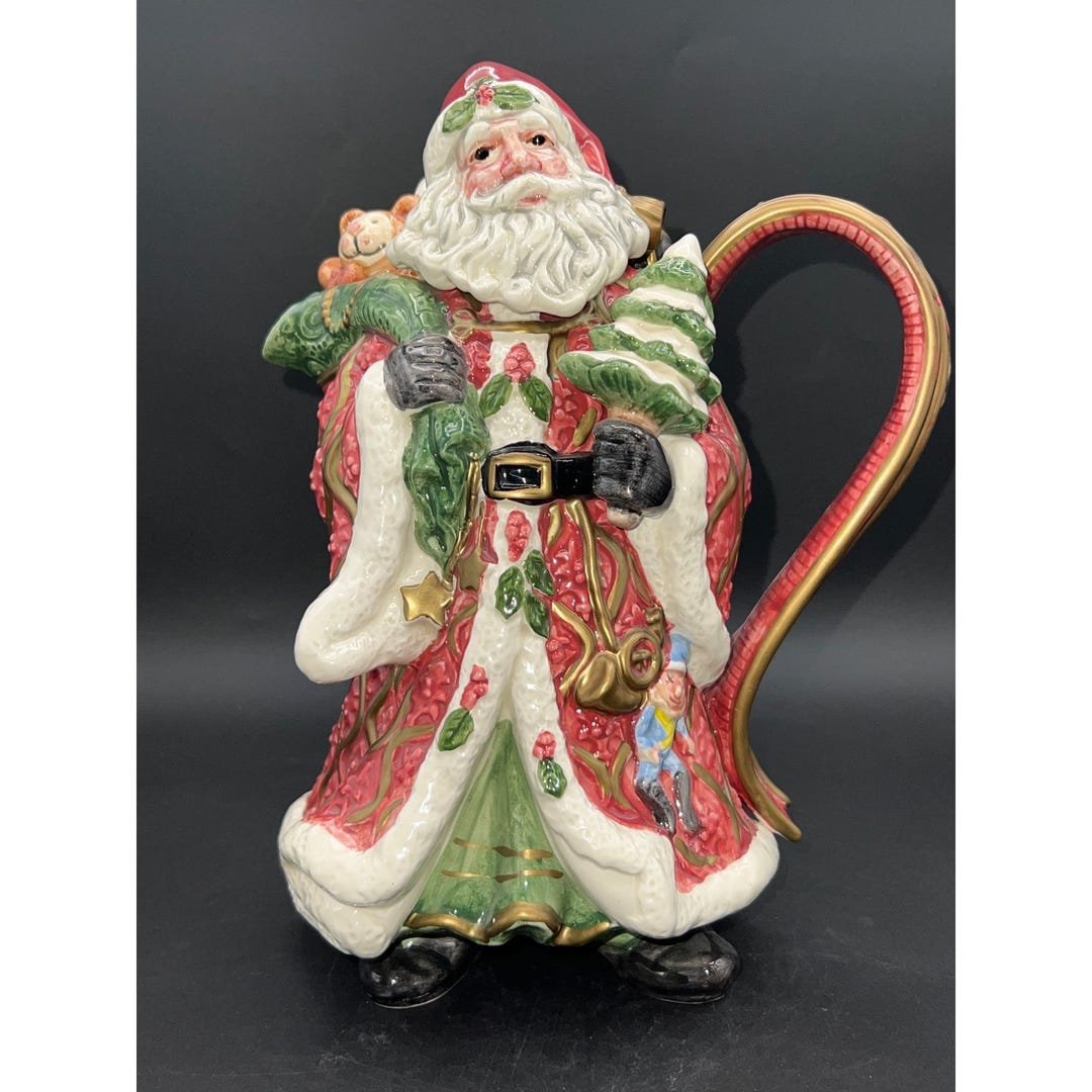 Vintage Fitz & Floyd 1993 Cardinal Holiday Santa Claus Tea Pot
