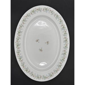 Johann Haviland Bavaria Germany Vintage Oval Serving Platter With Floral Design & Platinum Trim 14.75&quot; x 10.875&quot; Discontinued