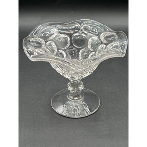 Plato vintage Fenton de vidrio transparente con diseño de huella dactilar para compota de caramelos y nueces