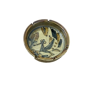 Vintage Collectible MCM Otagiri OMC Roadrunner Stoneware Pottery Ashtray Japan