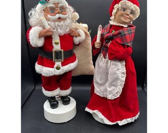 Mr. Mrs Santa Claus Lighted TELCO Motion-ettes Figures 1996 12” in