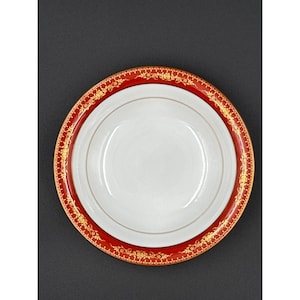 Vintage Noritake Coupe Soup Bowl 7.5" Goldhill 6613 Pattern Red & Gold Floral Japan Fine China