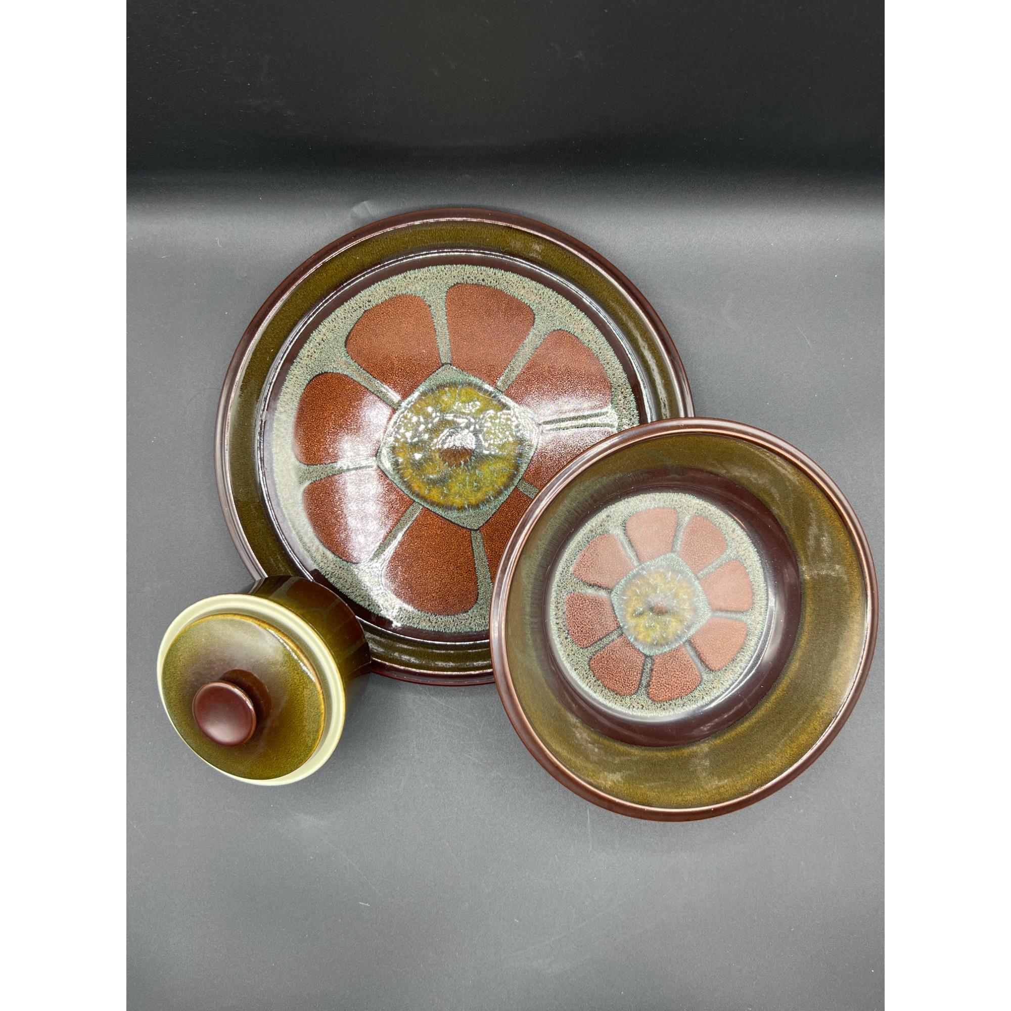 Mikasa Dimension Adonis Vintage Platter Bowl and Jar With Lid