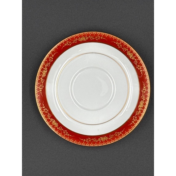Vintage Noritake Goldhill 6613 Saucer Red & Gold Floral Pattern