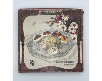 Vintage WMF lead crystal Vitrine 1907 Art Nouveau glassware Art deco egg serving platter in original box