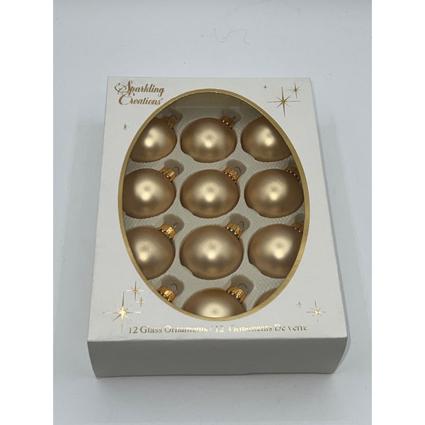 Christmas Ornament Blown Glass Matte Gold Sparkling Creations 12 Original Box