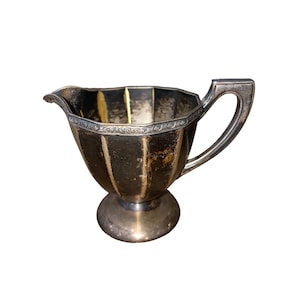 BENEDICT Silver plated antique creamer etched 1750