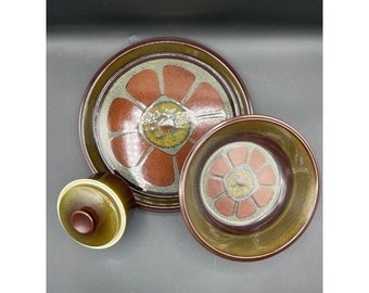 Mikasa Dimension Adonis Vintage Platter Bowl and Jar with Lid Japan