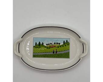 Villeroy & Boch Design Naif Pickle Dish Oval Serving Tray with Handles 10.25"